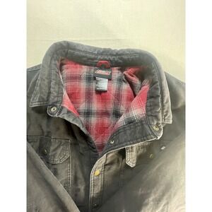 Dickies Fleece Lined Flannel Shirt Workwear Shaket Black W/ Red Black Inner 3XL